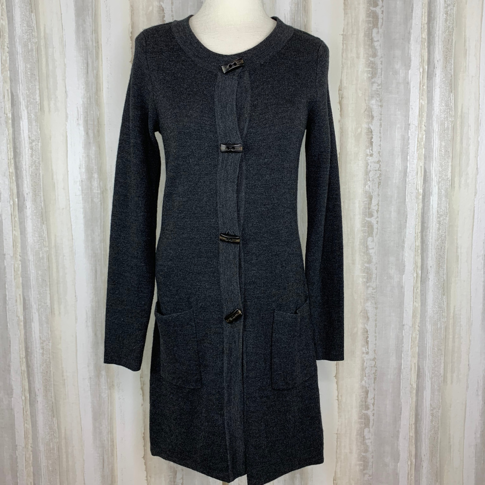 Ellen Tracy Long Wool Cardigan Sweater Size M